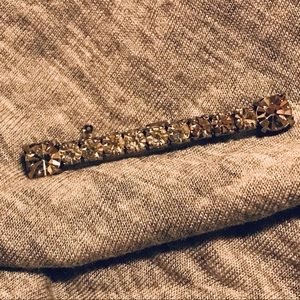 Vintage Rhinestone Bar Brooch Pin Back Silver